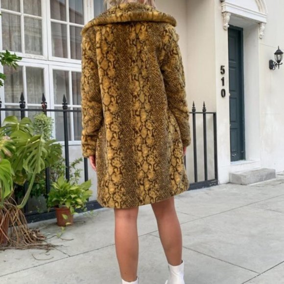 WILDSIDE Snake Print Faux Fur Teddy Coat Jacket Ye - Picture 5 of 8